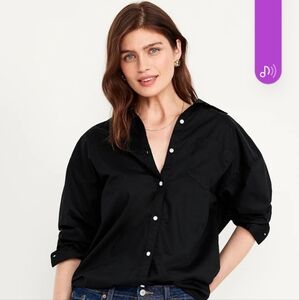 Old Navy Oversized Button-Down Boyfriend Black Shirt PL